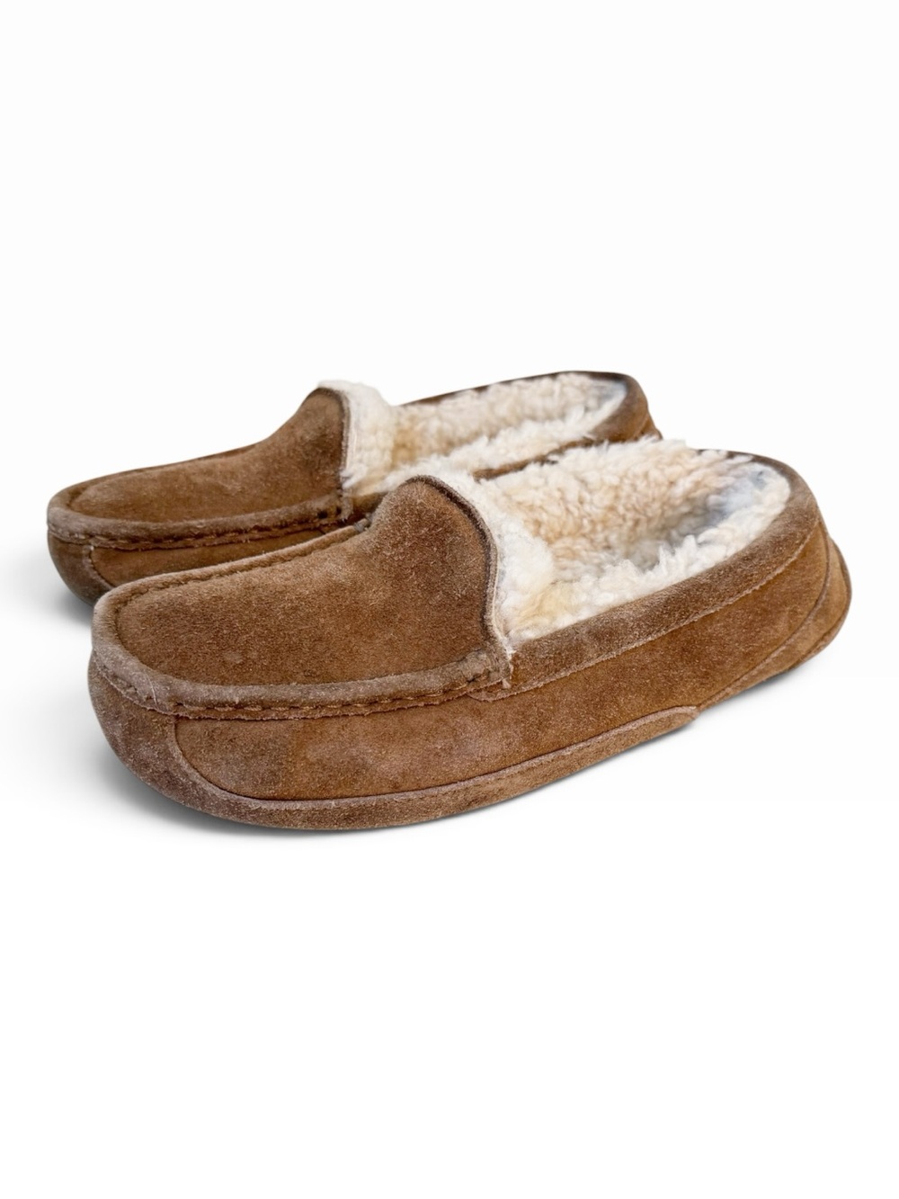 UGG Shearling Suede Slippers Tan Cream Size 6